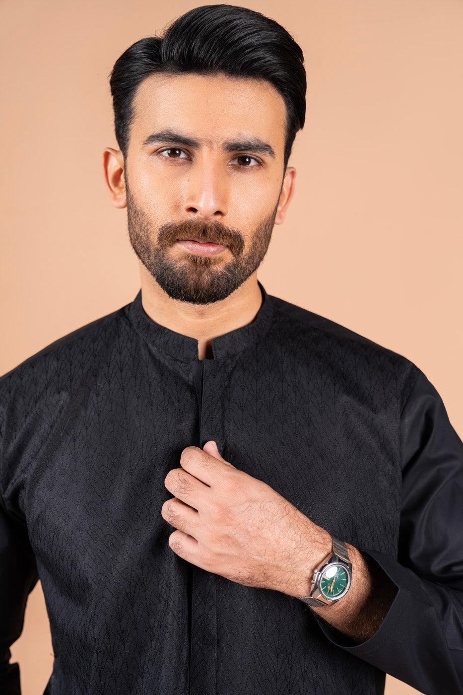 Dyed Embroidered Cotton Kurta
