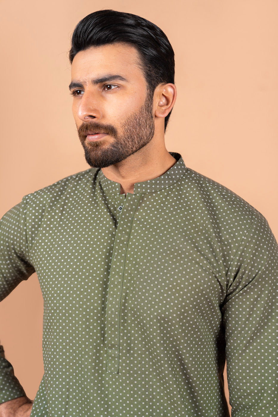Dyed Jacquard Kurta