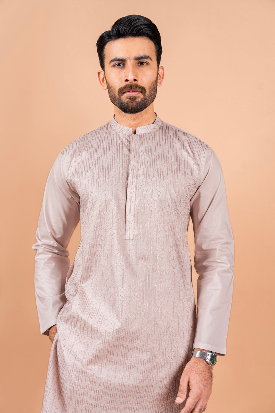 Dyed Embroidered Cambric Kurta
