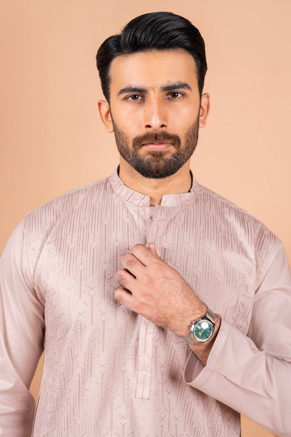 Dyed Embroidered Cambric Kurta