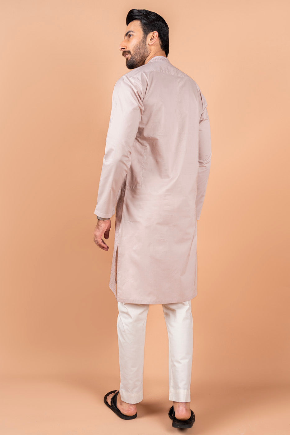 Dyed Embroidered Cambric Kurta
