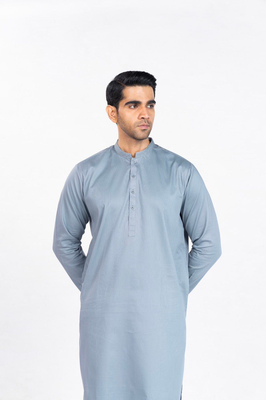 Dyed Embroidered Cotton Kurta