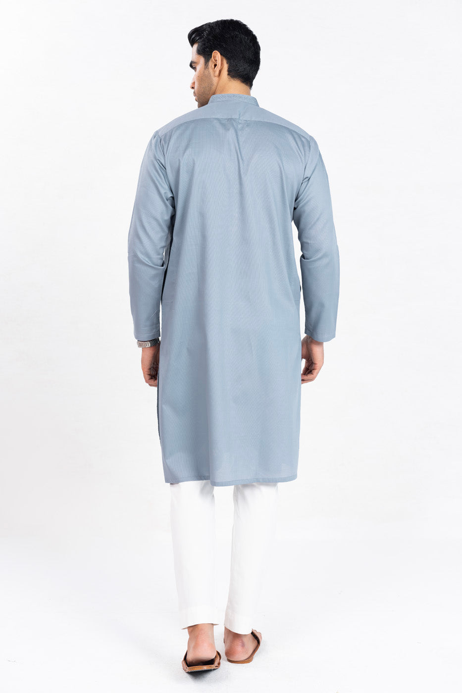 Dyed Embroidered Cotton Kurta