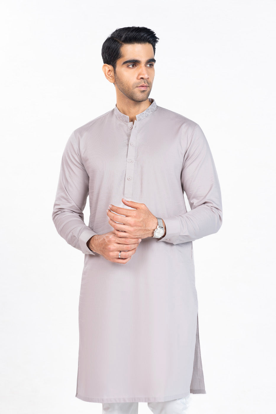 Dyed Embroidered Cotton Kurta