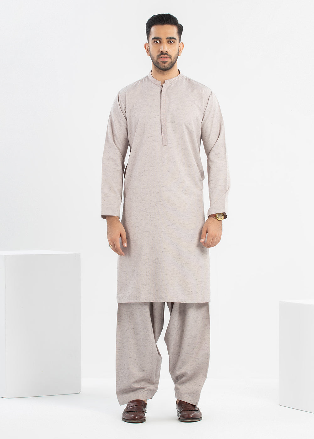 Dyed Embroidered Blended Kurta Shalwar