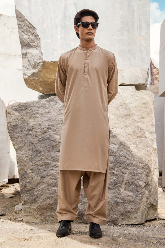 Dyed Embroidered Blended Kurta Shalwar