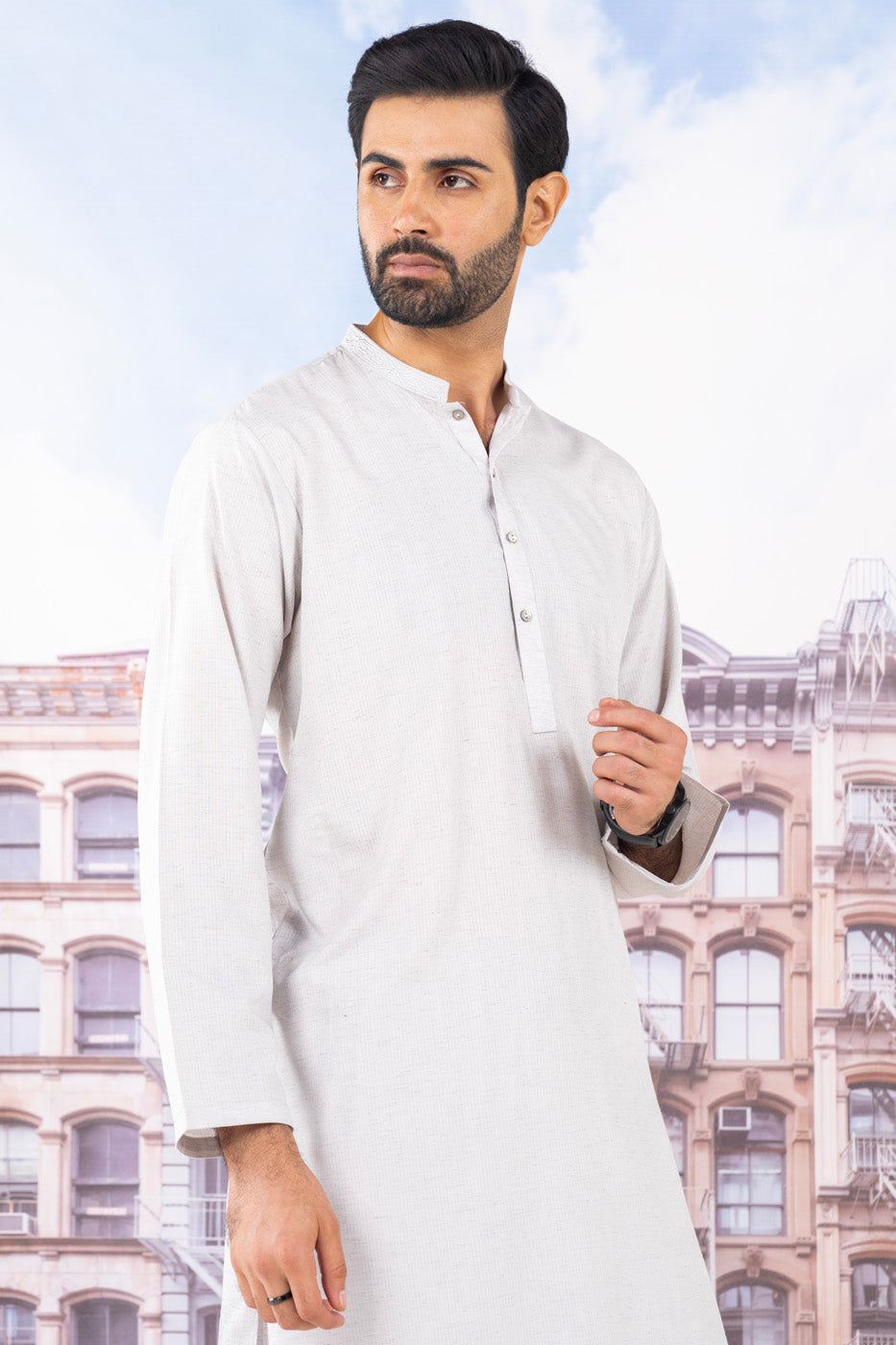 Dyed Embroidered Blended Kurta Shalwar