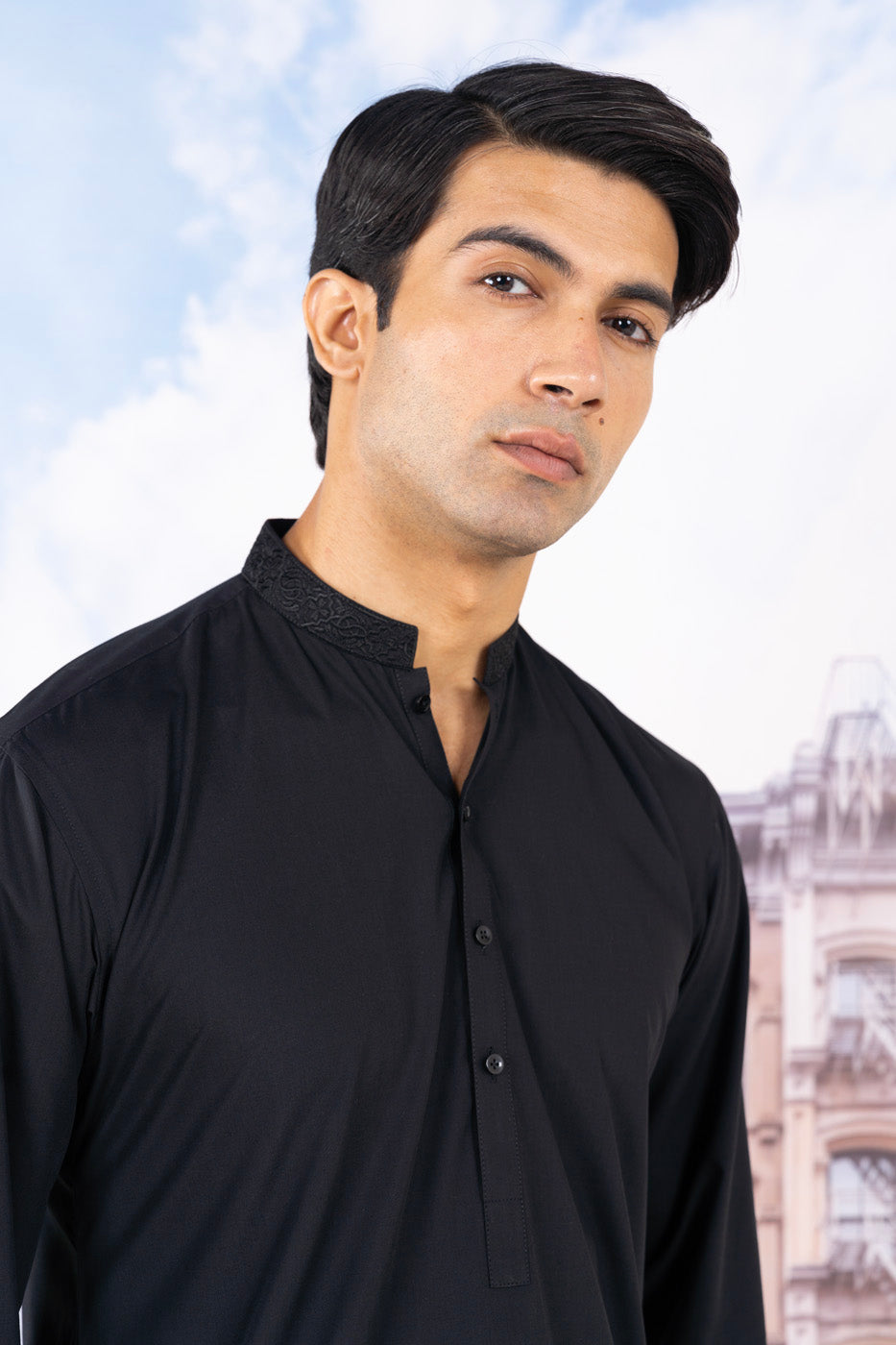 Dyed Embroidered Blended Kurta Shalwar