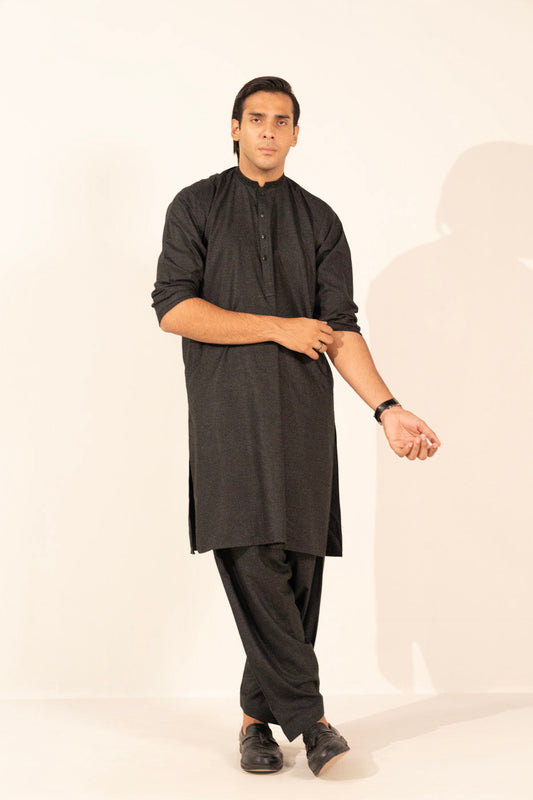 Dyed Wool Blended Kurta Shalwar