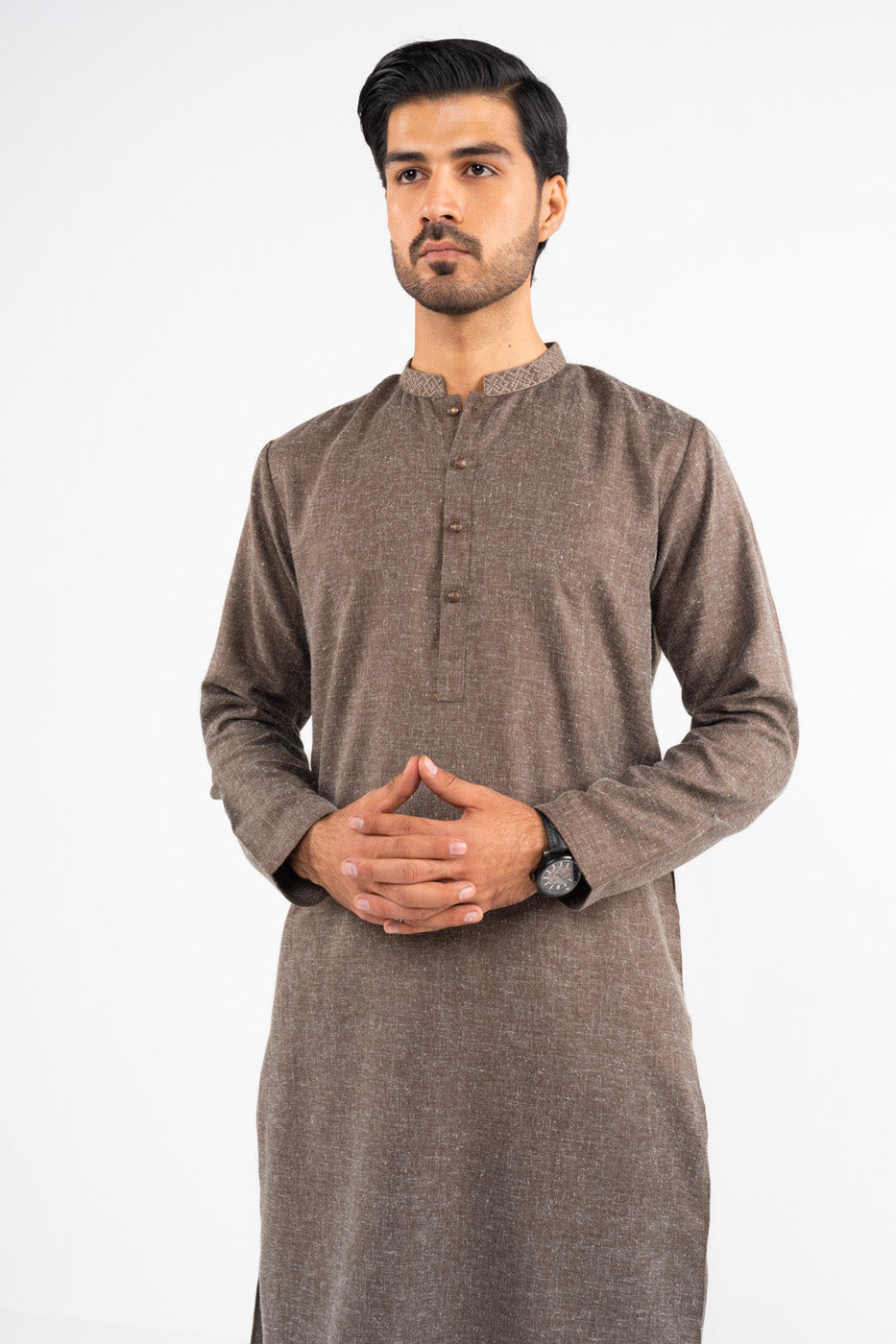Dyed Embroidered Blended Kurta Trouser