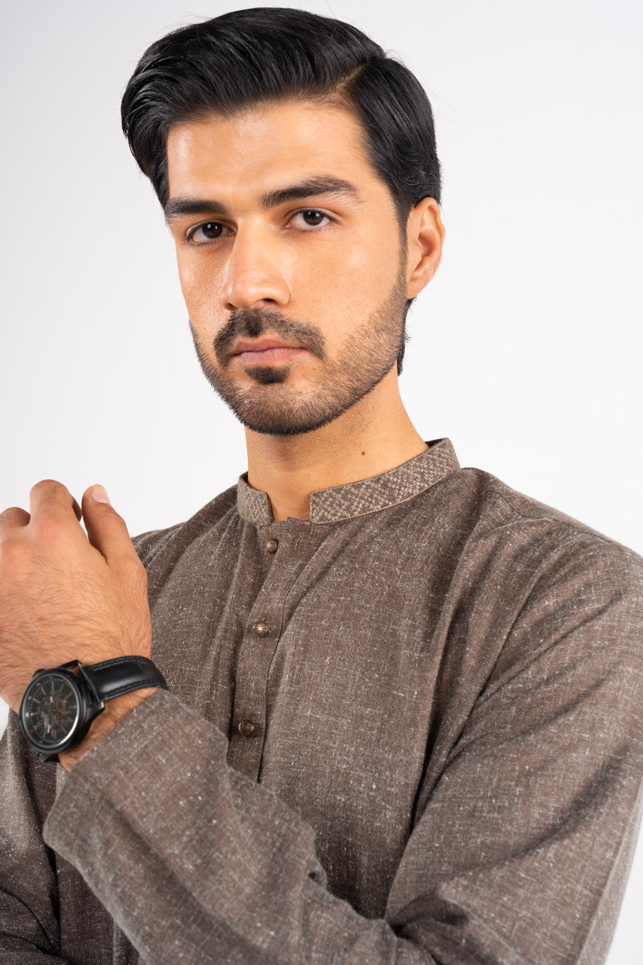 Dyed Embroidered Blended Kurta Trouser