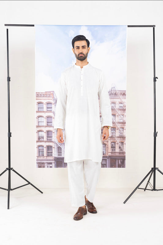 Dyed Embroidered Blended Kurta Trouser