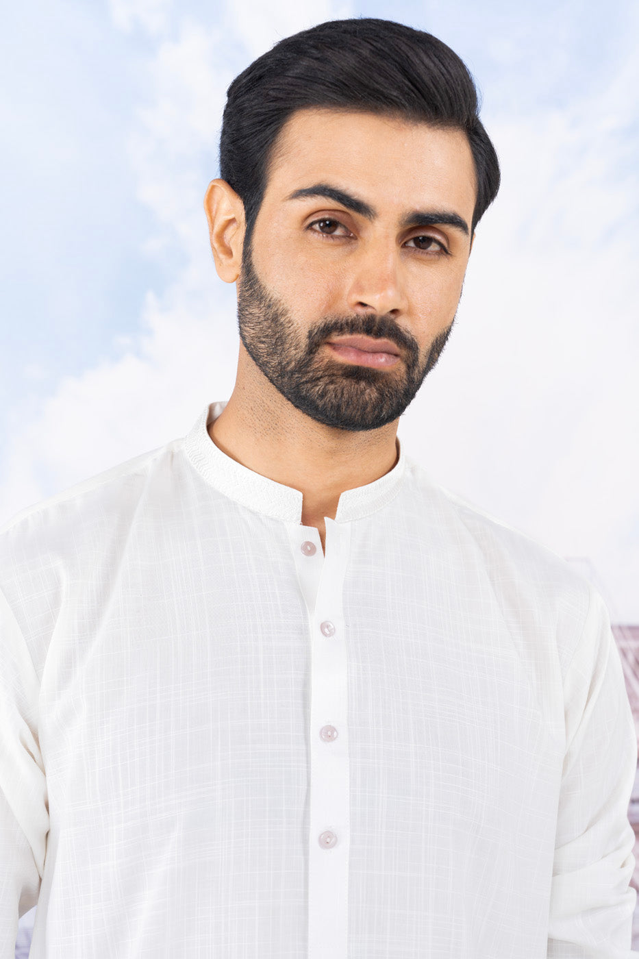 Dyed Embroidered Blended Kurta Trouser