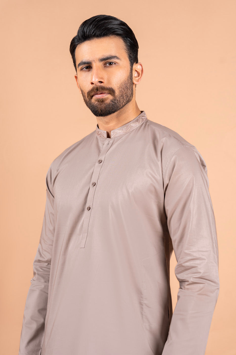 Dyed Embroidered Cotton Shalwar Kameez