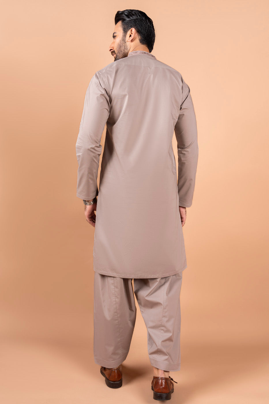 Dyed Embroidered Cotton Shalwar Kameez
