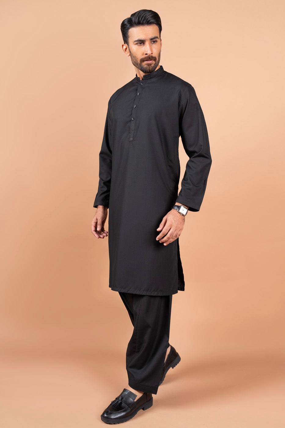 Dyed Embroidered Blended Kurta Shalwar