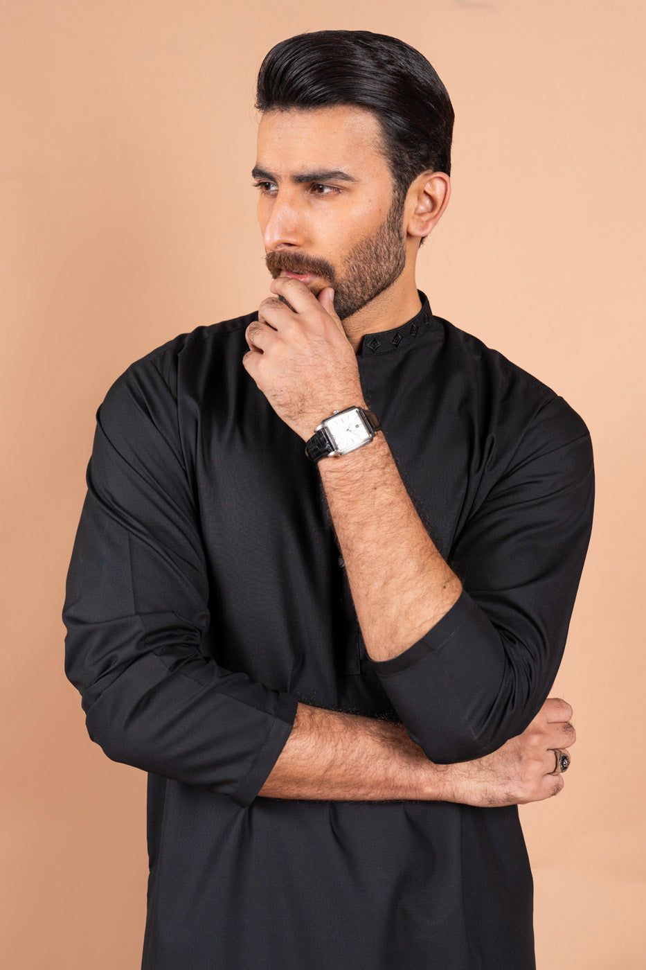 Dyed Embroidered Blended Kurta Shalwar