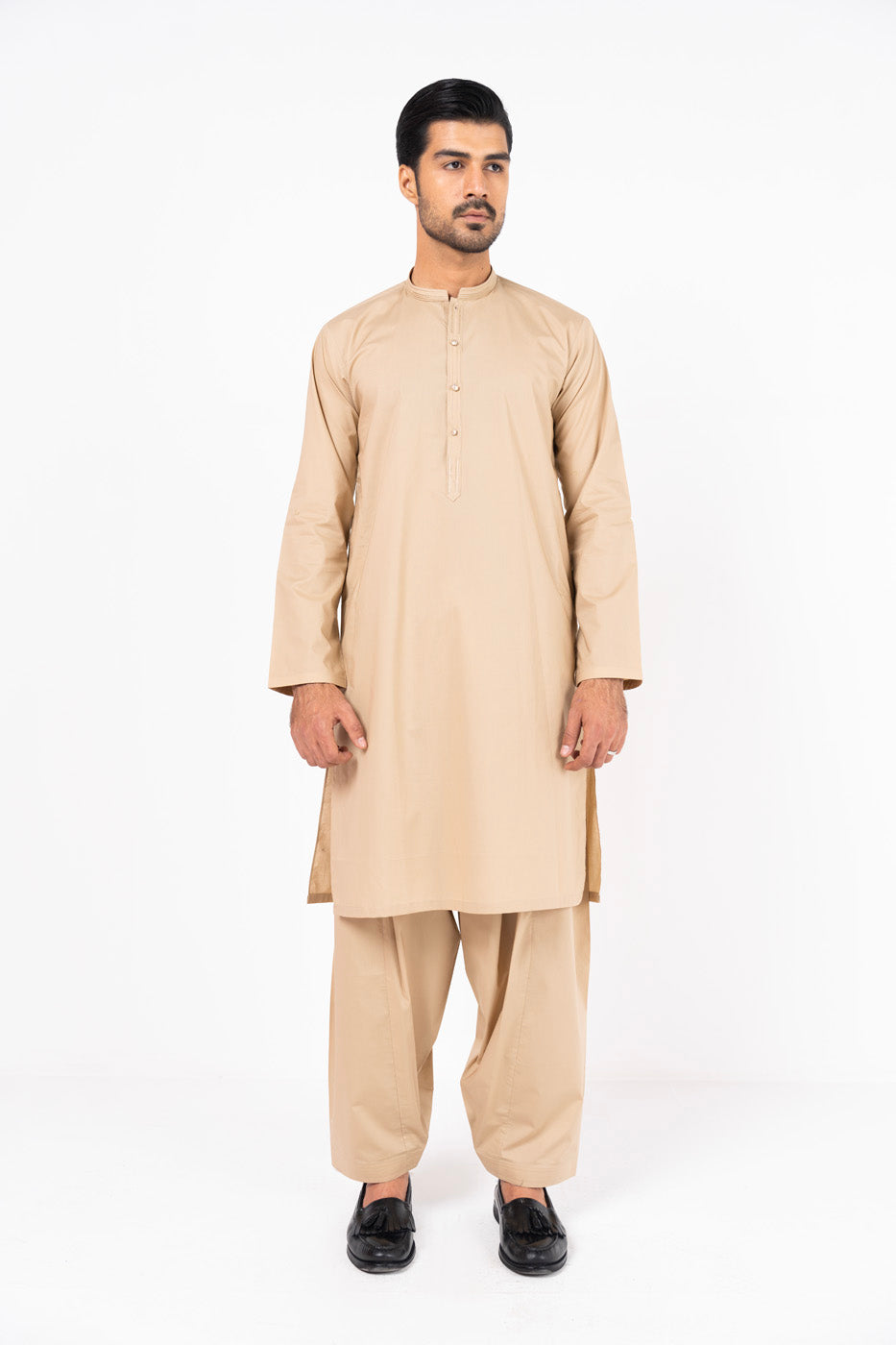 Dyed Embroidered Cotton Shalwar Kameez