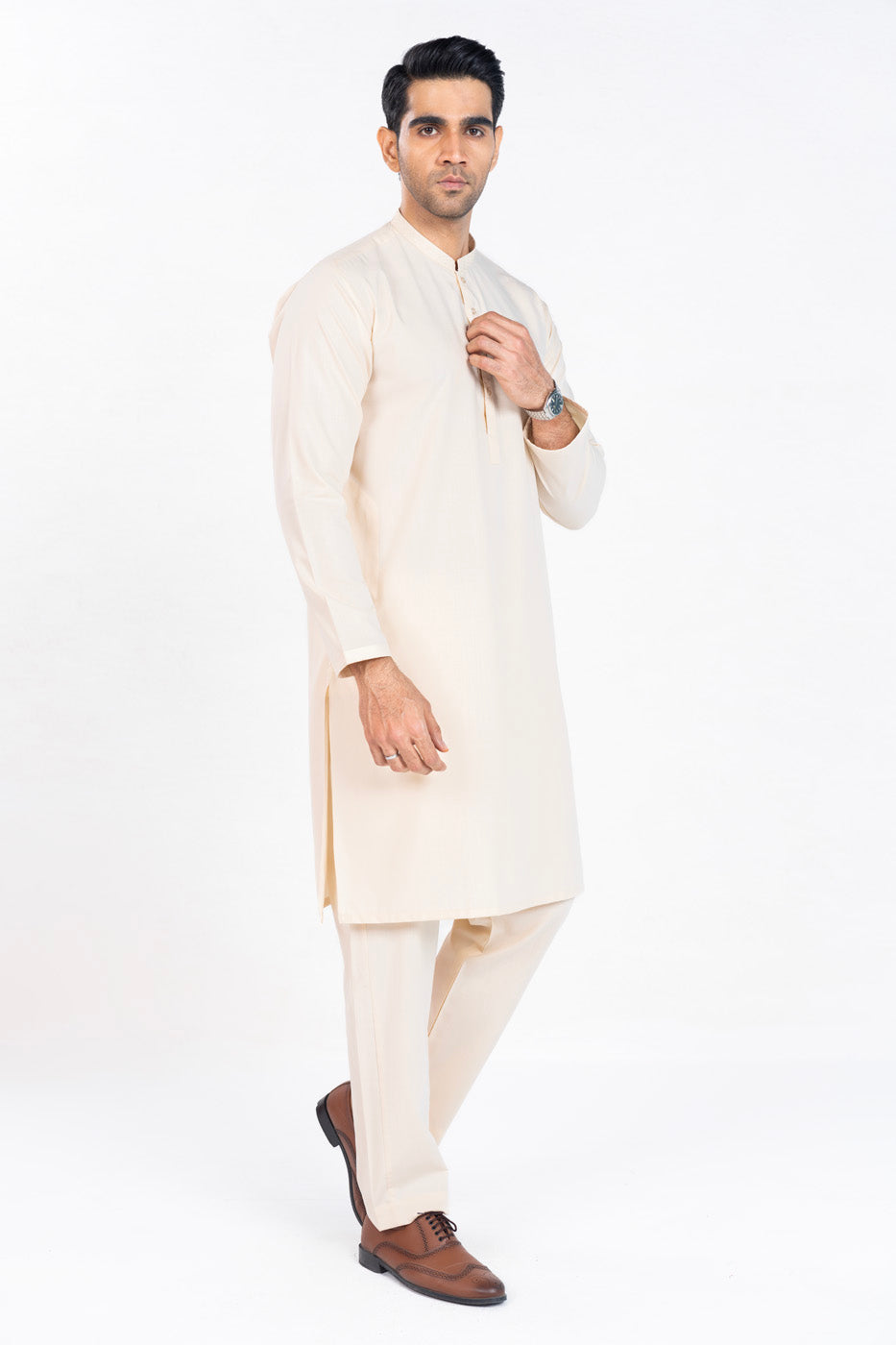 Dyed Embroidered Blended Kurta Trouser