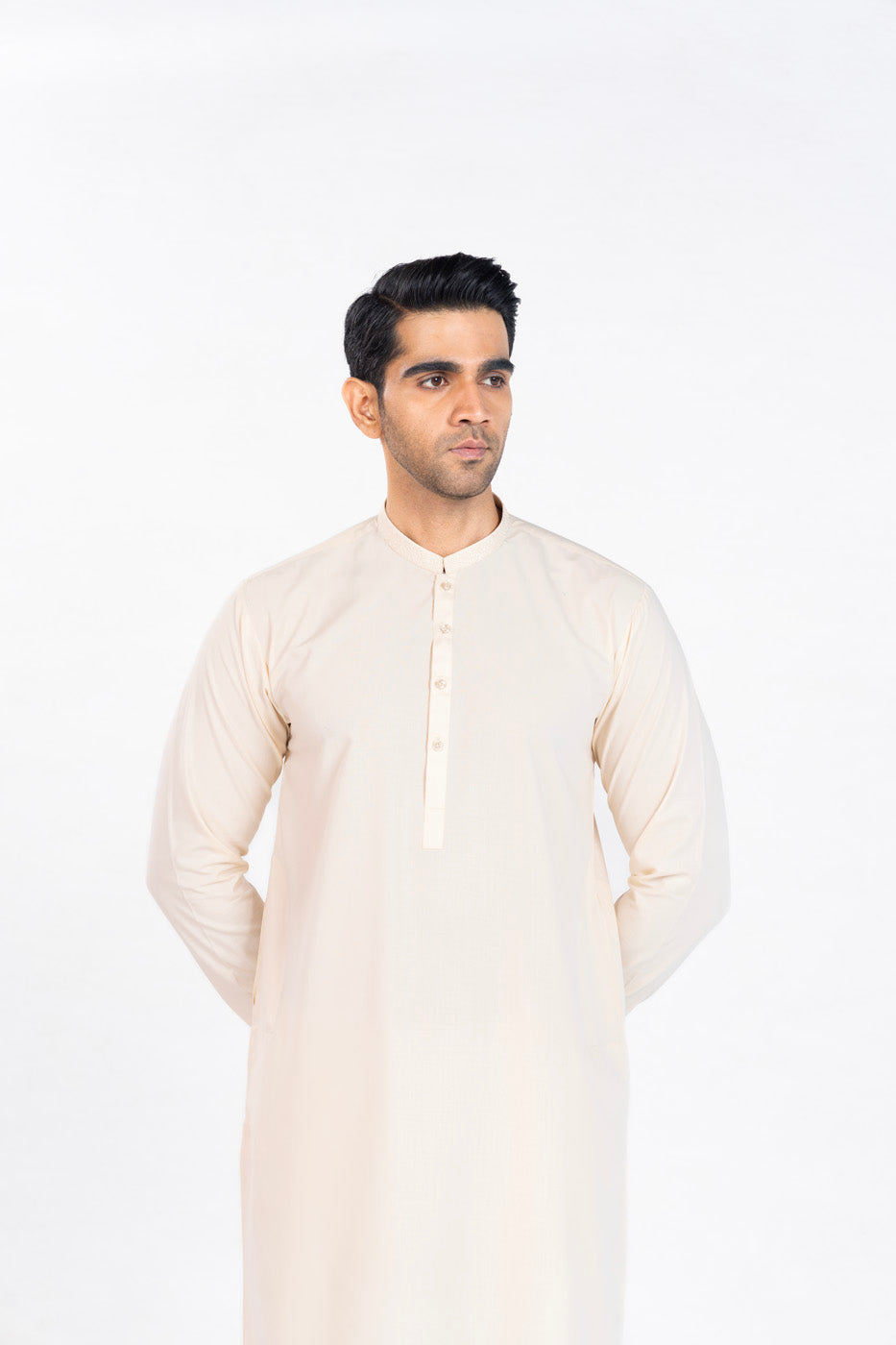 Dyed Embroidered Blended Kurta Trouser