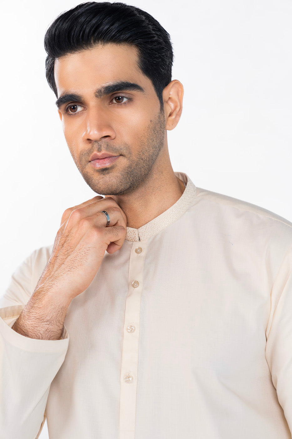 Dyed Embroidered Blended Kurta Trouser