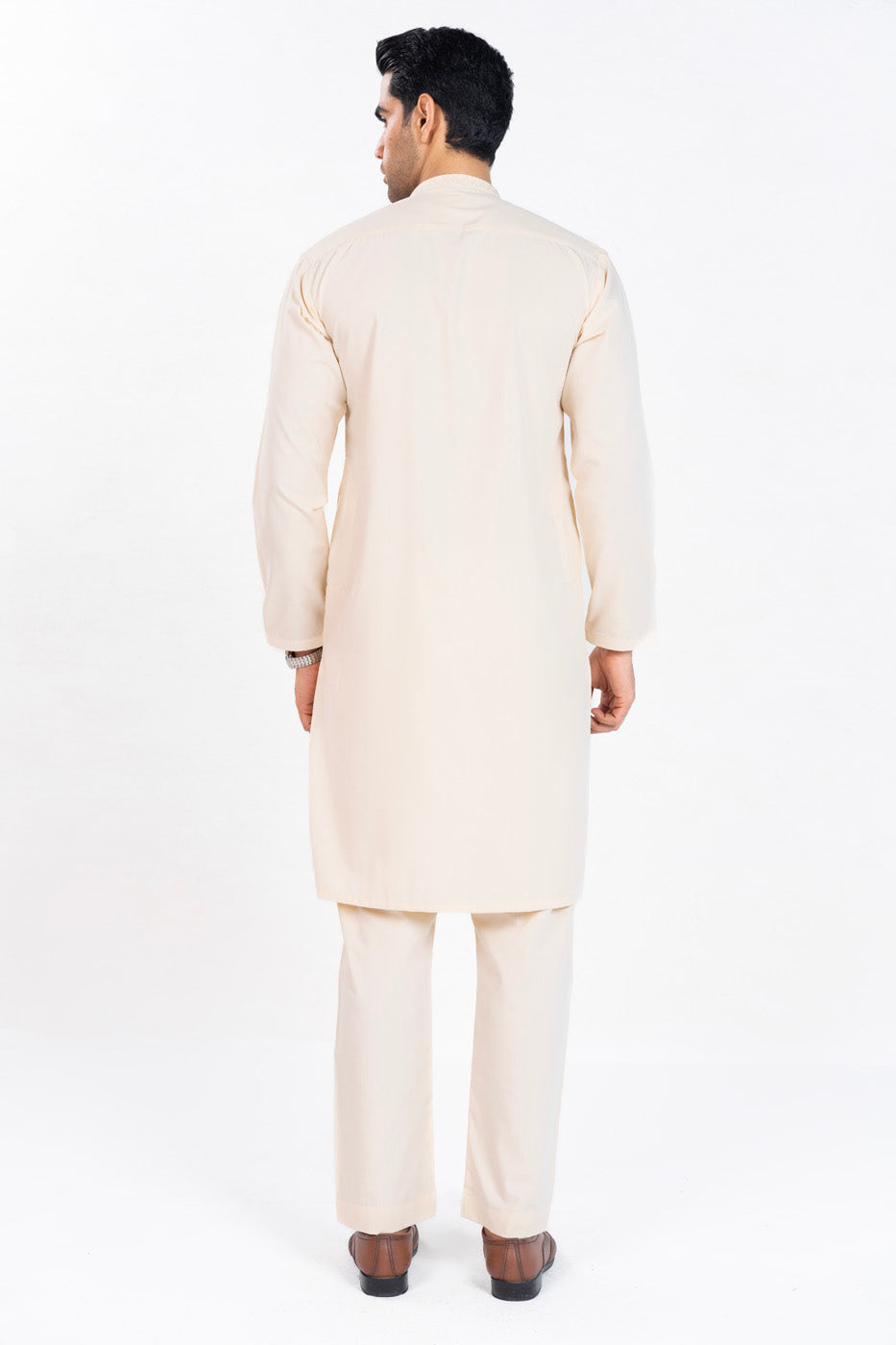 Dyed Embroidered Blended Kurta Trouser