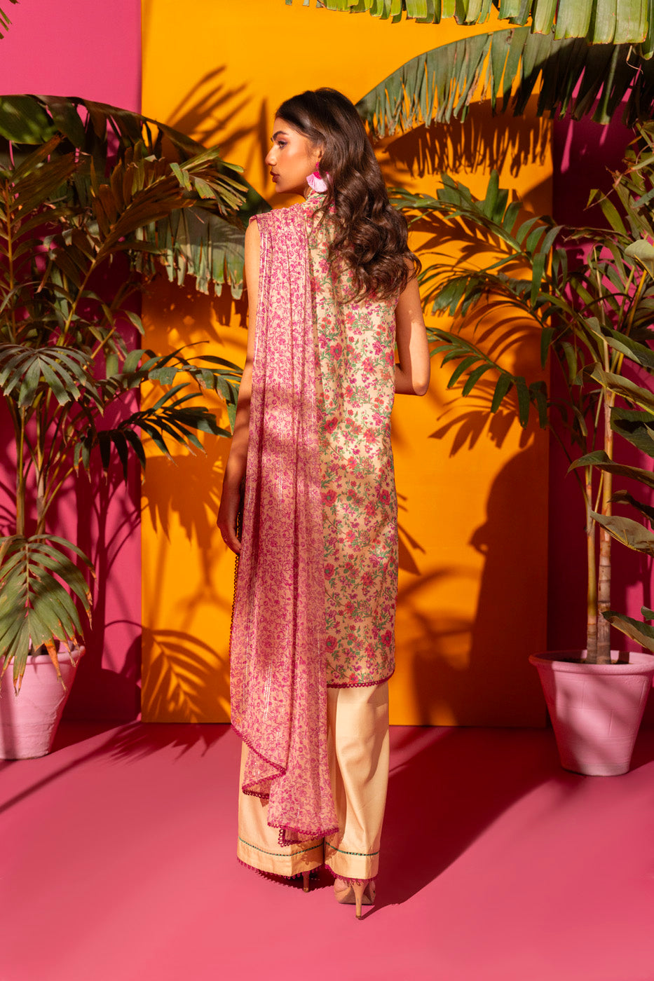3 Pc Embroidered Poly Lawn Suit With Zari Stripes Dupatta
