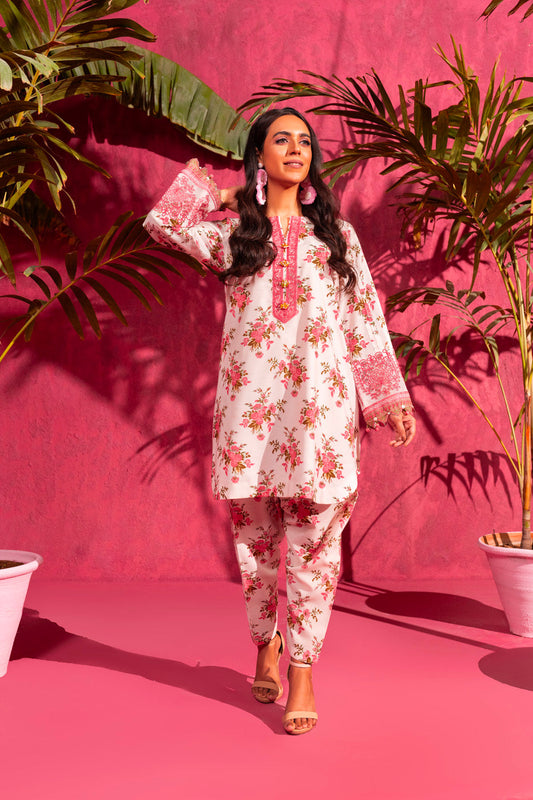 2 Pc Embroidered Poly Lawn Suit With Poly Lawn Trouser