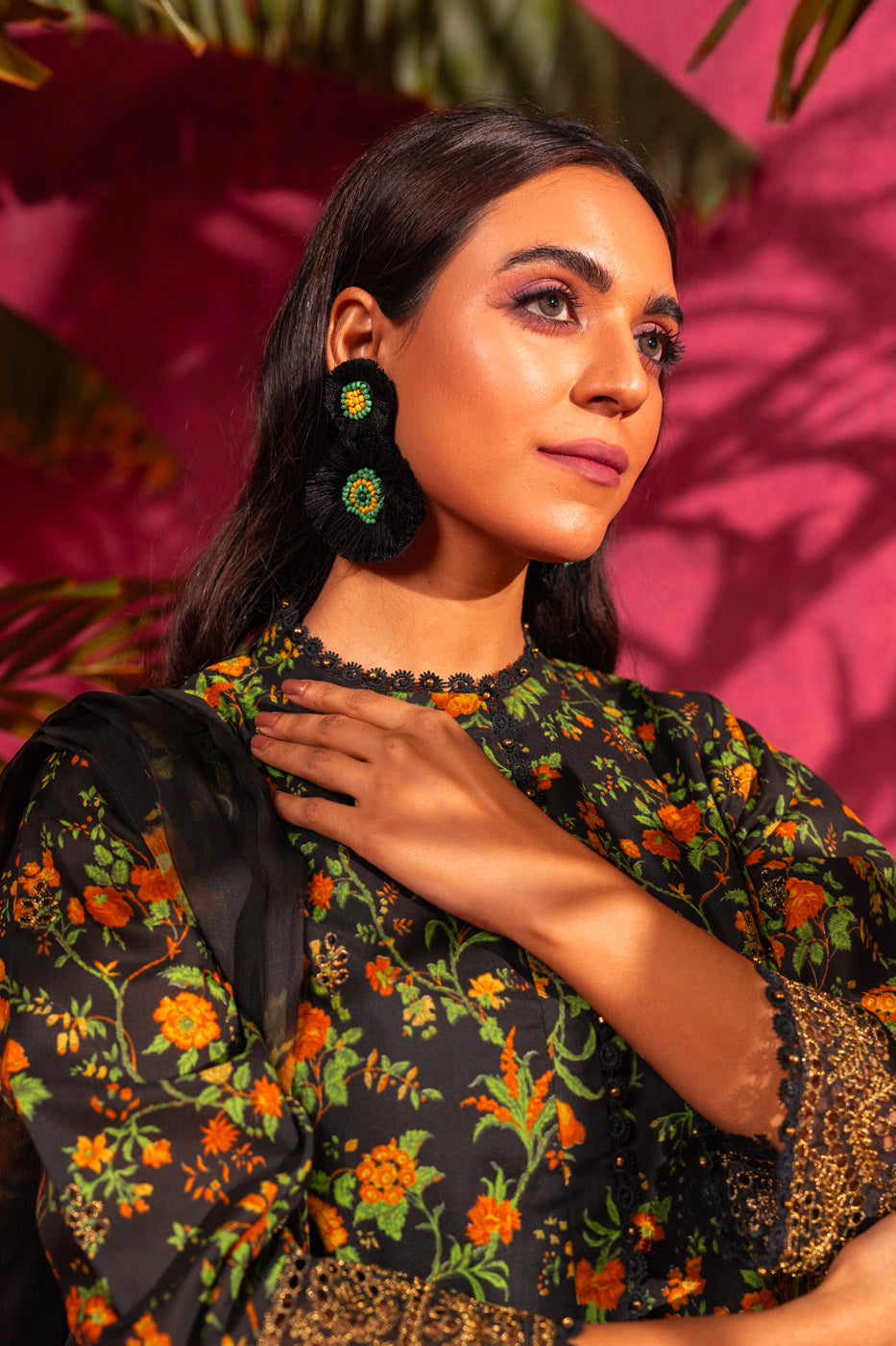 3 Pc Embroidered Poly Lawn Suit With Chiffon Dupatta