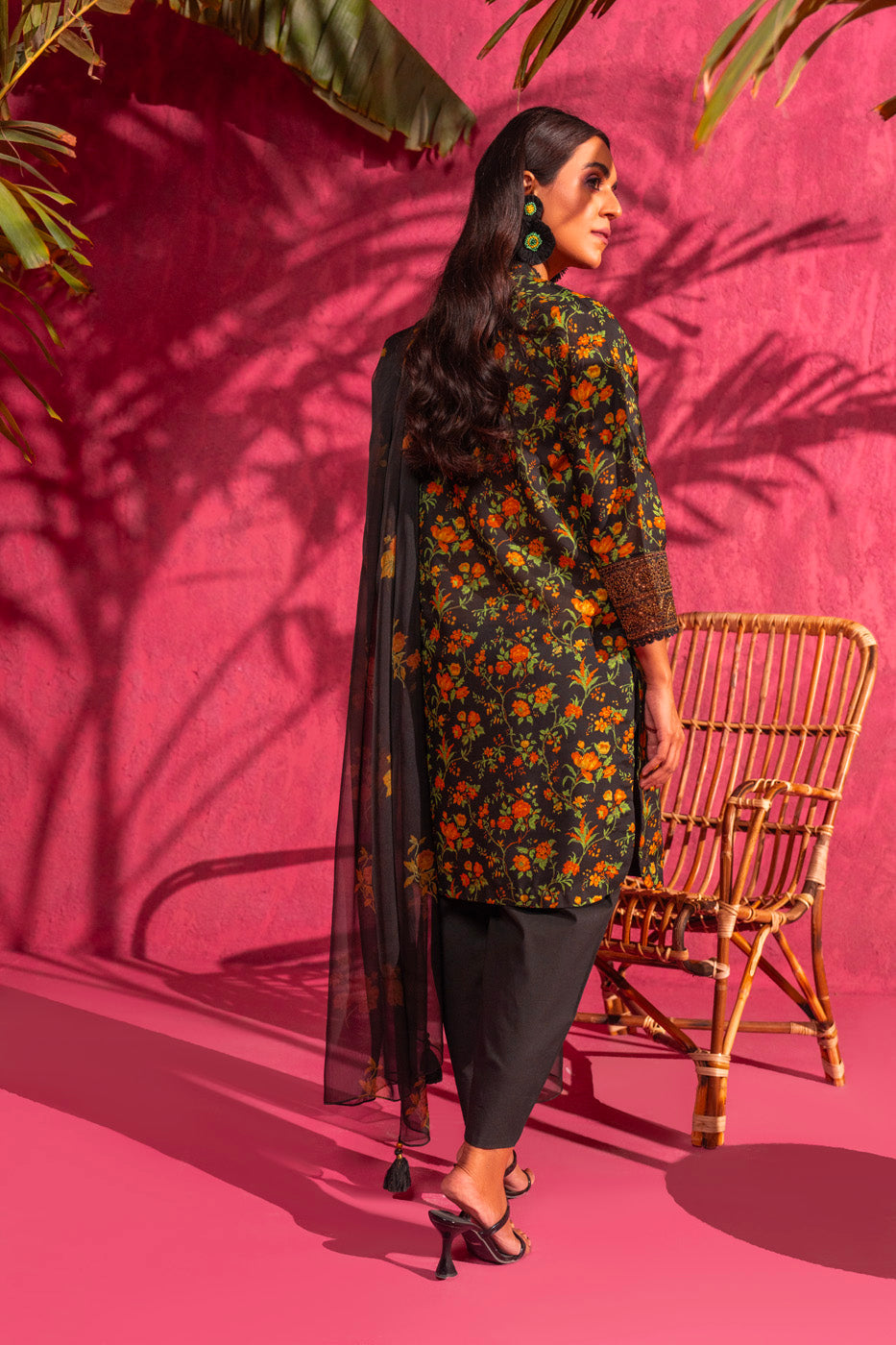 3 Pc Embroidered Poly Lawn Suit With Chiffon Dupatta