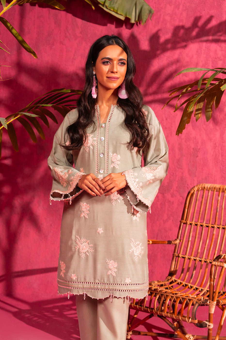 2 Pc Embroidered Poly Lawn Suit With Poly Lawn Trouser