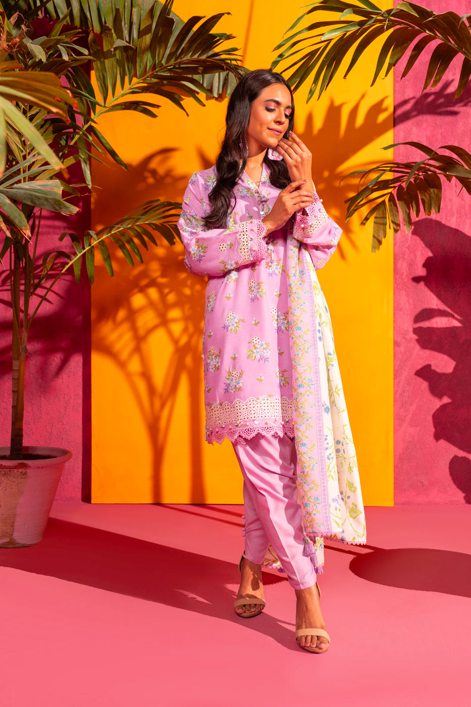 3 Pc Embroidered Poly Lawn Suit With Poly Lawn Dupatta