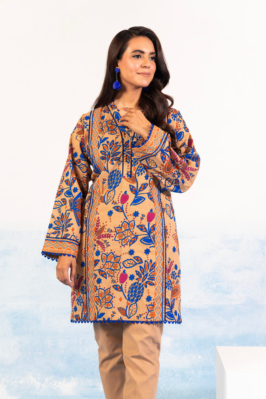 1 Pc Printed Silver Lawn Shirt