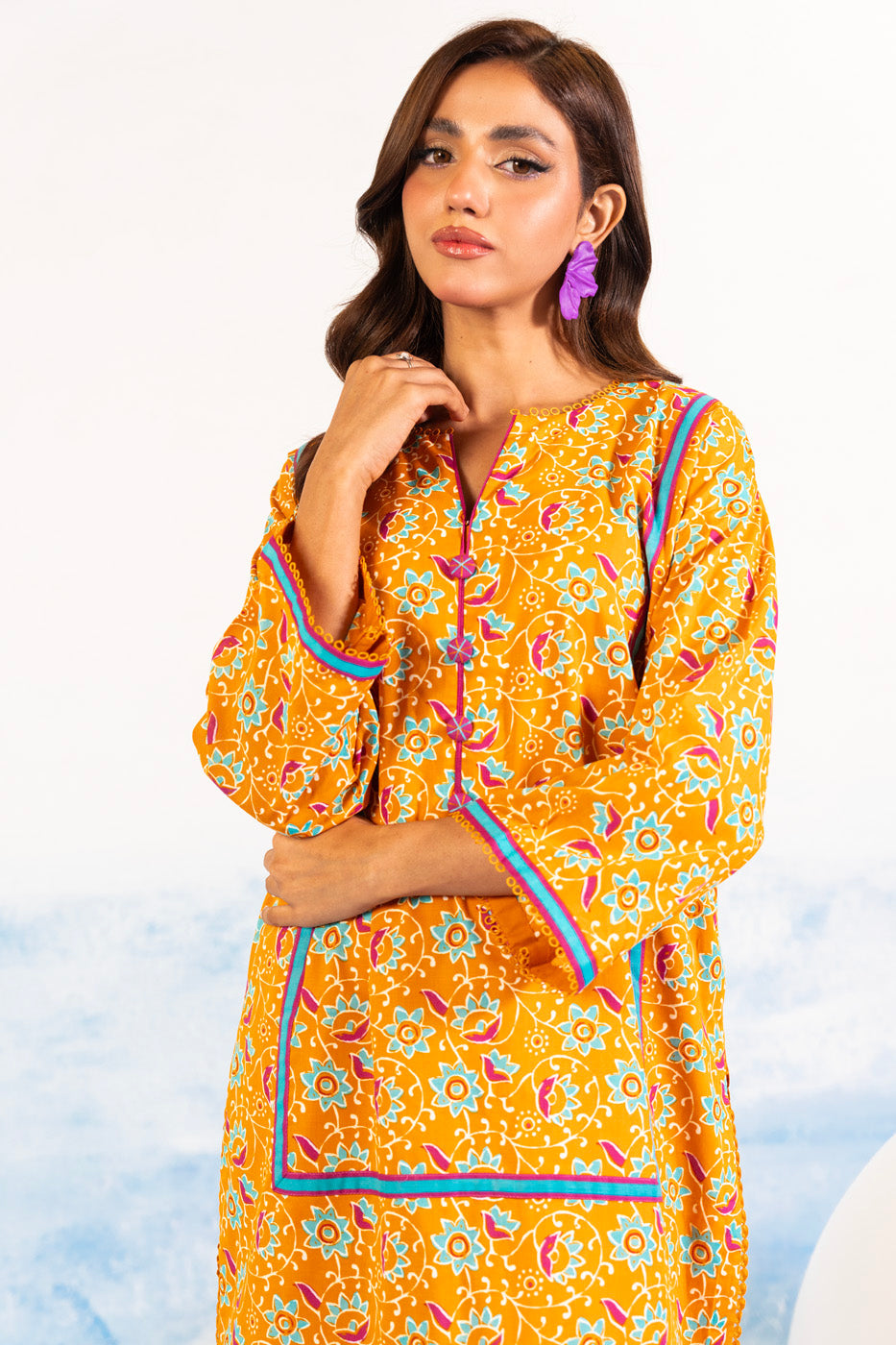 1 Pc Printed Silver Lawn Shirt