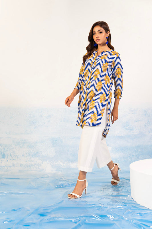 1 Pc Printed Silver Lawn Shirt