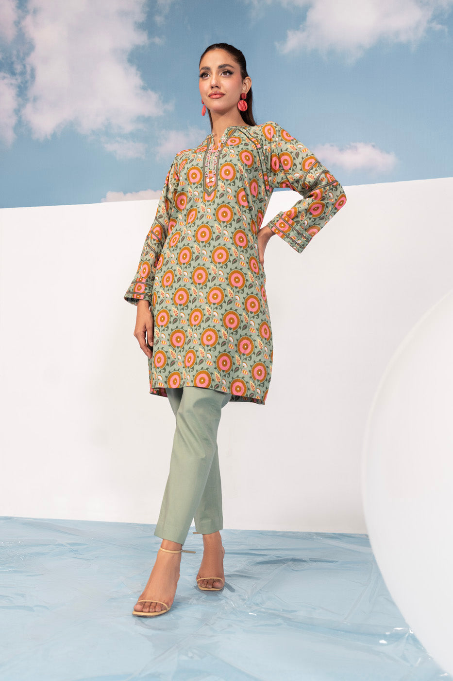 1 Pc Printed Silver Lawn Shirt