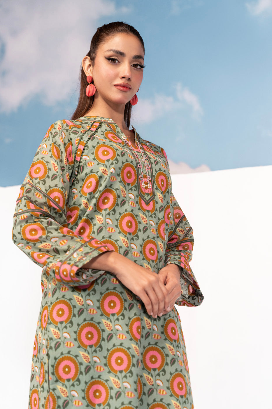 1 Pc Printed Silver Lawn Shirt