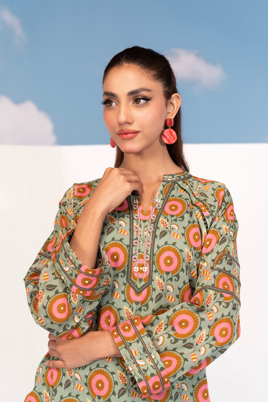1 Pc Printed Silver Lawn Shirt