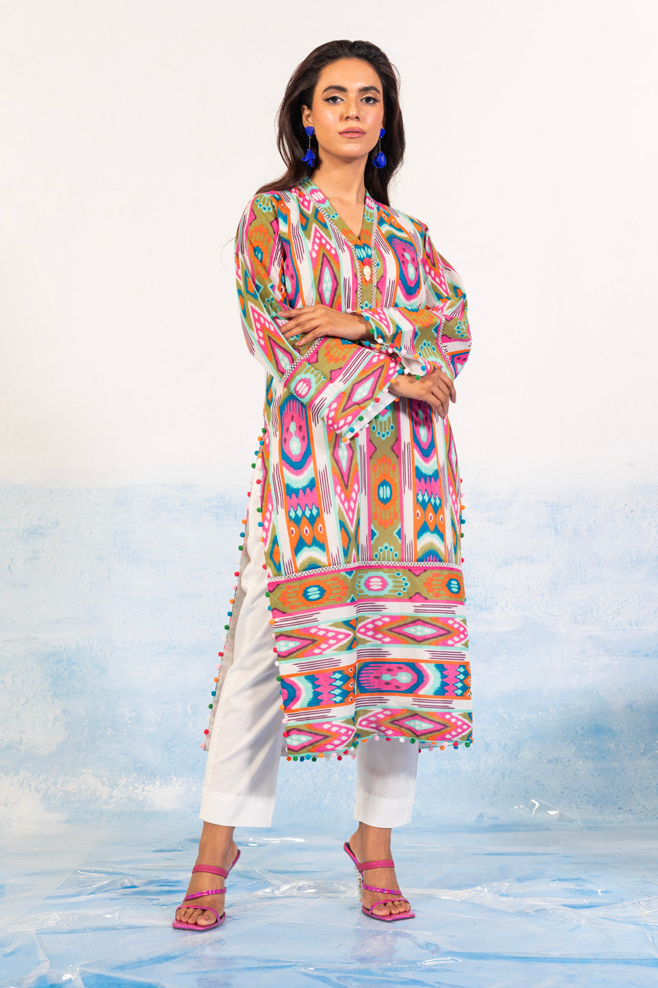 1 Pc Printed Silver Lawn Shirt