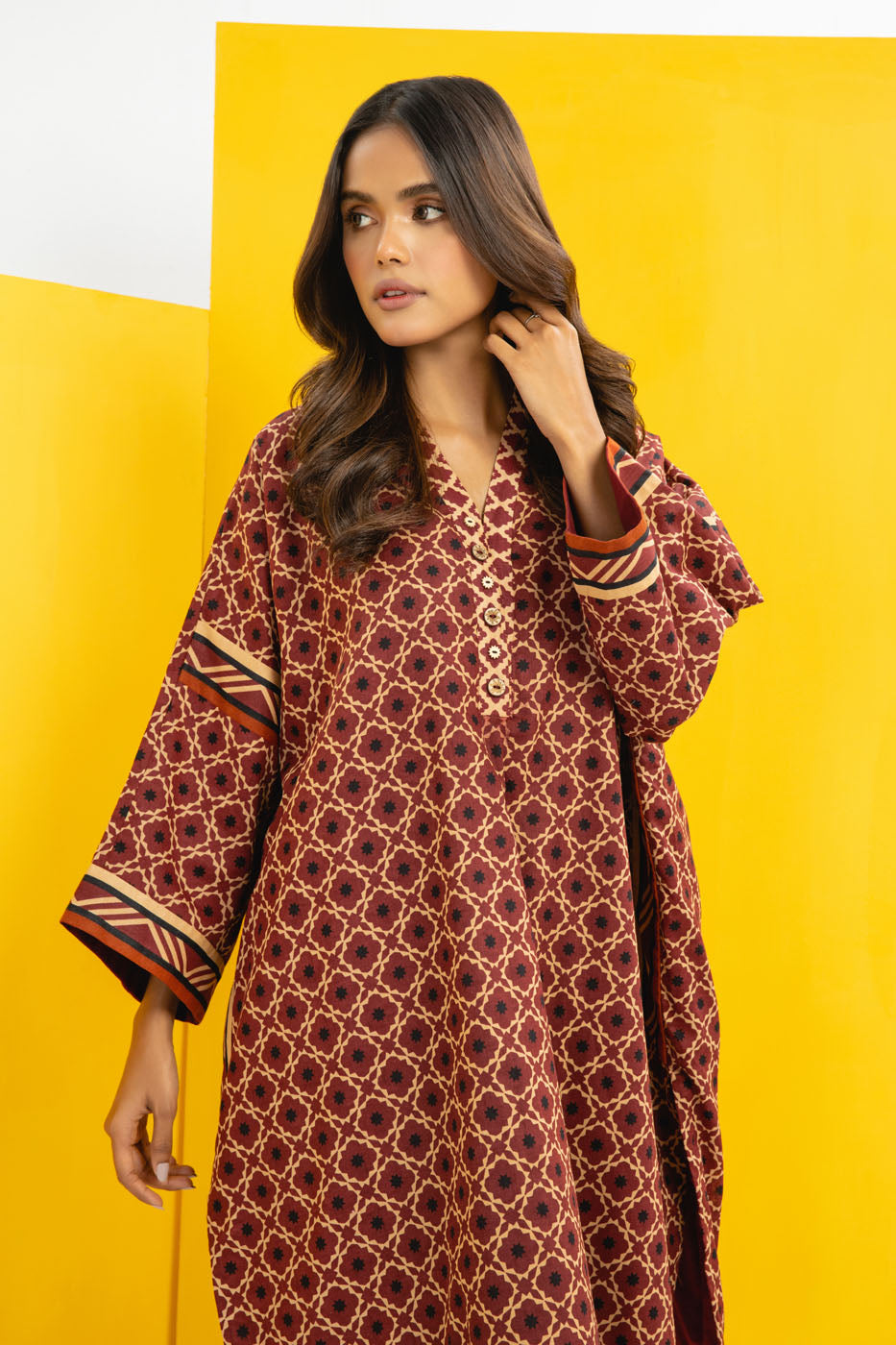 2 Pc Printed Cambric Suit With Cambric Trouser
