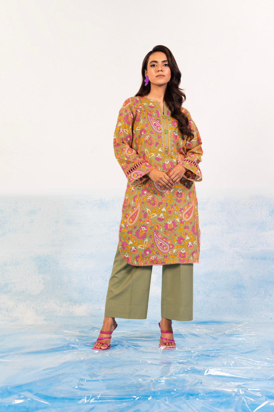 1 Pc Printed Silver Lawn Shirt