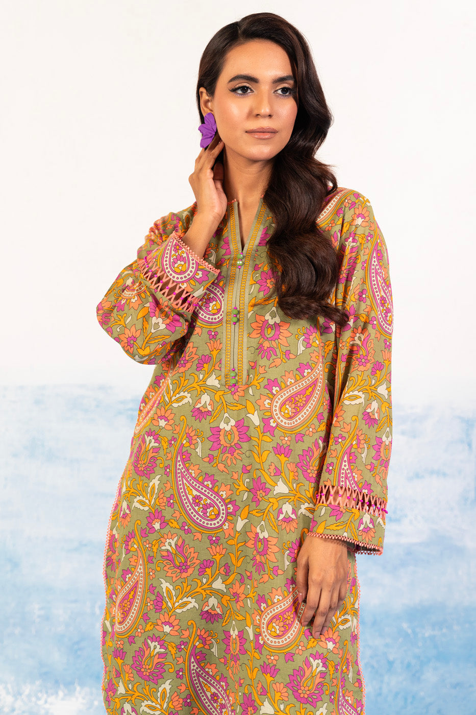 1 Pc Printed Silver Lawn Shirt