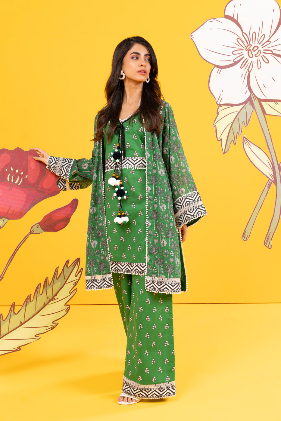 2 Pc Printed Lawn Shirt With Cambric Trouser