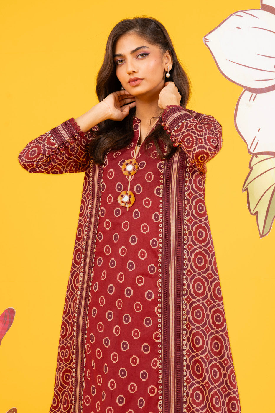 2 Pc Printed Lawn Shirt With Cambric Trouser