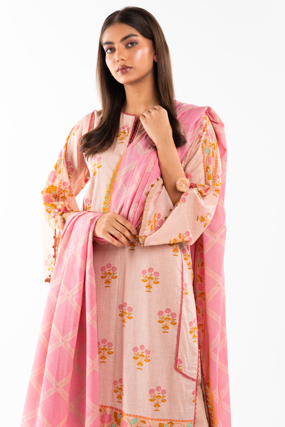 2 Pc Printed Lawn Shirt With Lawn Dupatta