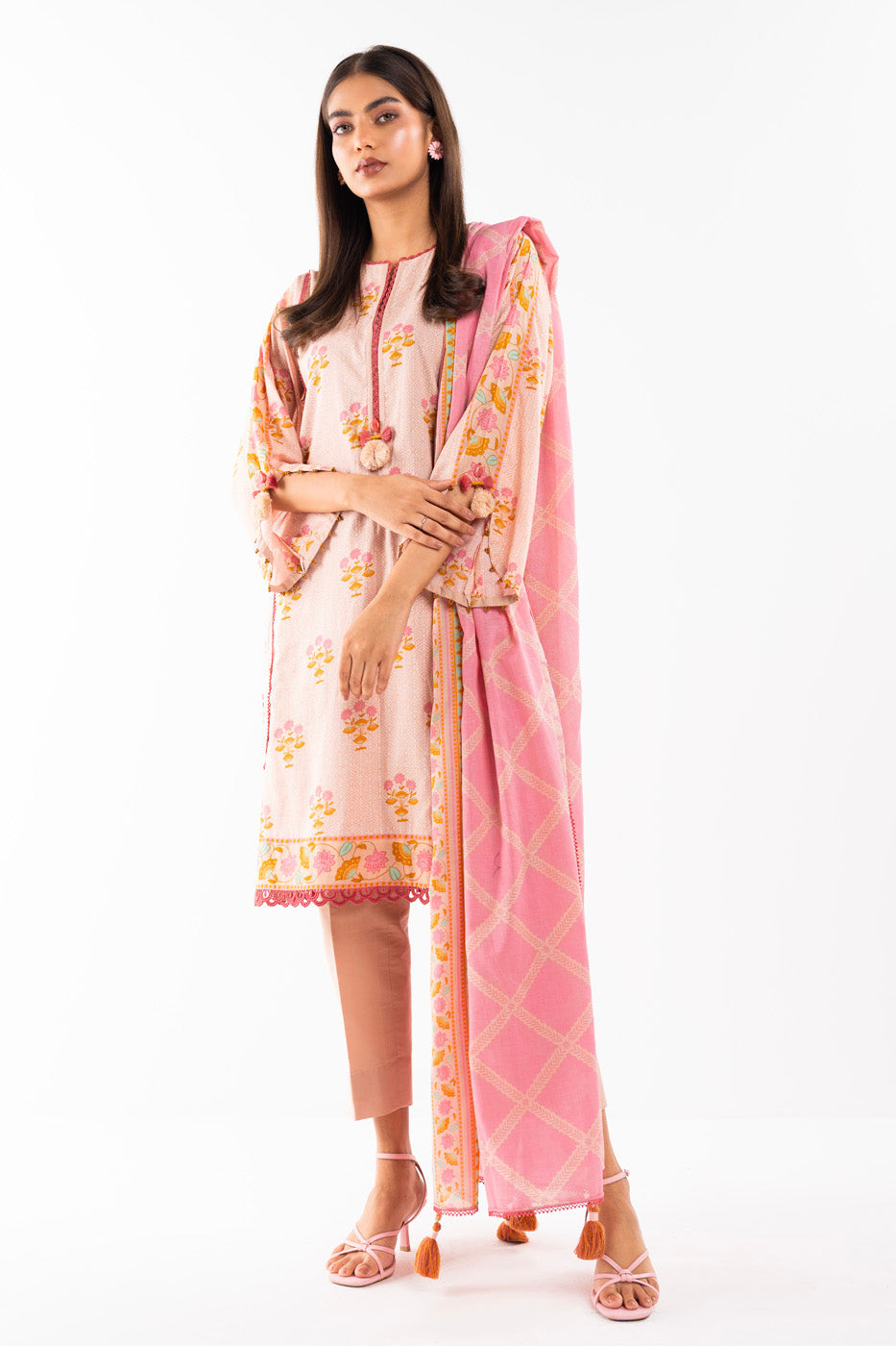 2 Pc Printed Lawn Shirt With Lawn Dupatta