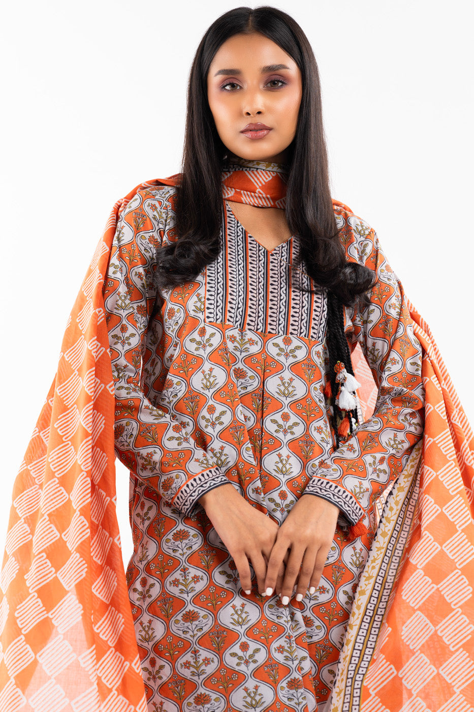 2 Pc Printed Lawn Shirt With Lawn Dupatta
