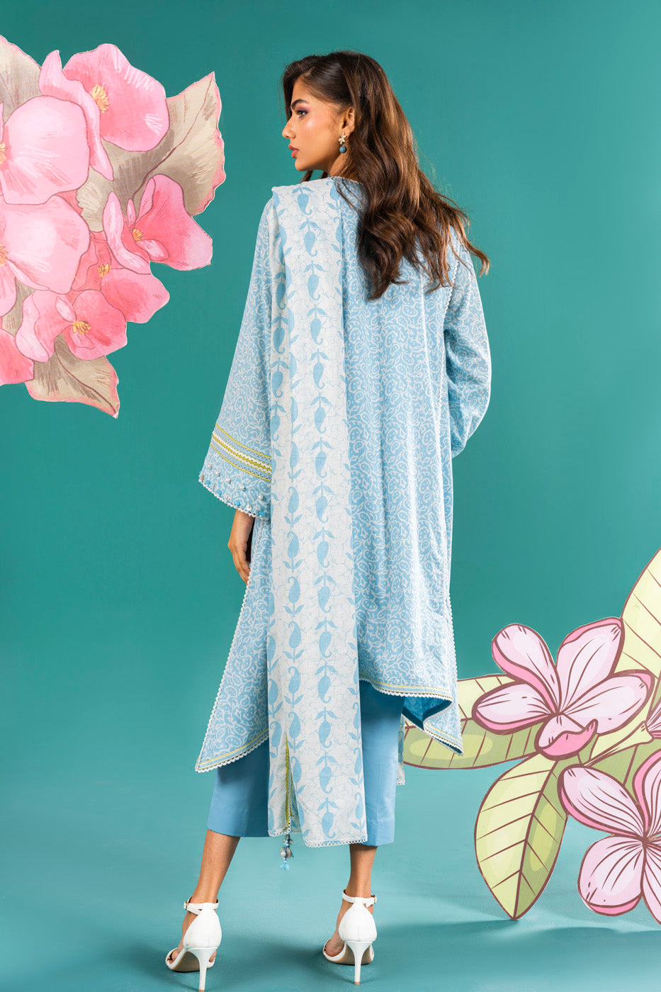 2 Pc Printed Lawn Shirt With Lawn Dupatta
