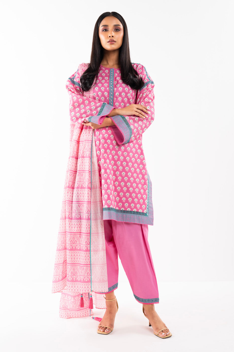 2 Pc Printed Lawn Shirt With Lawn Dupatta