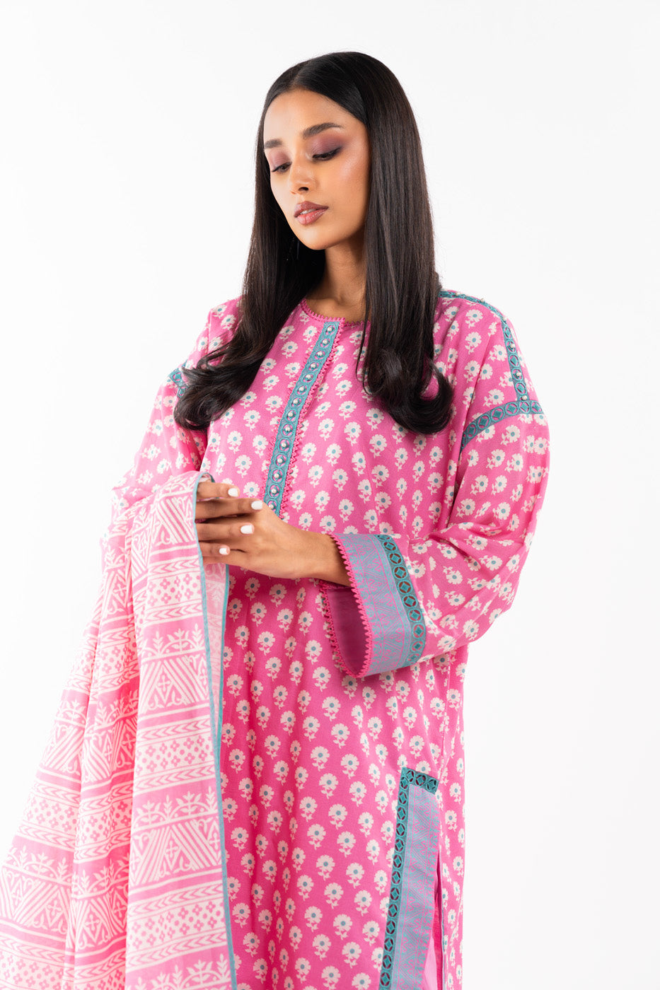 2 Pc Printed Lawn Shirt With Lawn Dupatta